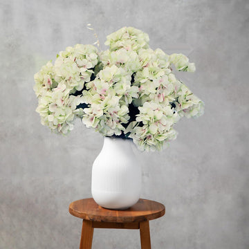 22-Inch White Pink Artificial Hydrangea Bush - Set of 7 Lifelike Heads - Versatile Decor for Weddings, Home, Arrangements, Wreaths - Premium Quality Silk Flower, Floral Home by Artificial Flowers